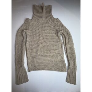 BCBG Max Azria Tan Chunky Knit Split Back Cowl Neck Sweater Size XXSmall